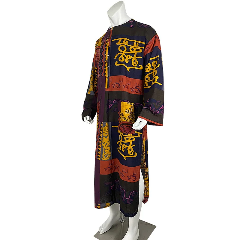 Muslim Fashion Jubba Thobe Men's Moroccan Robe New Style Striped Printed  Clothing Long Sleeves Adult Arab Clothing Robes