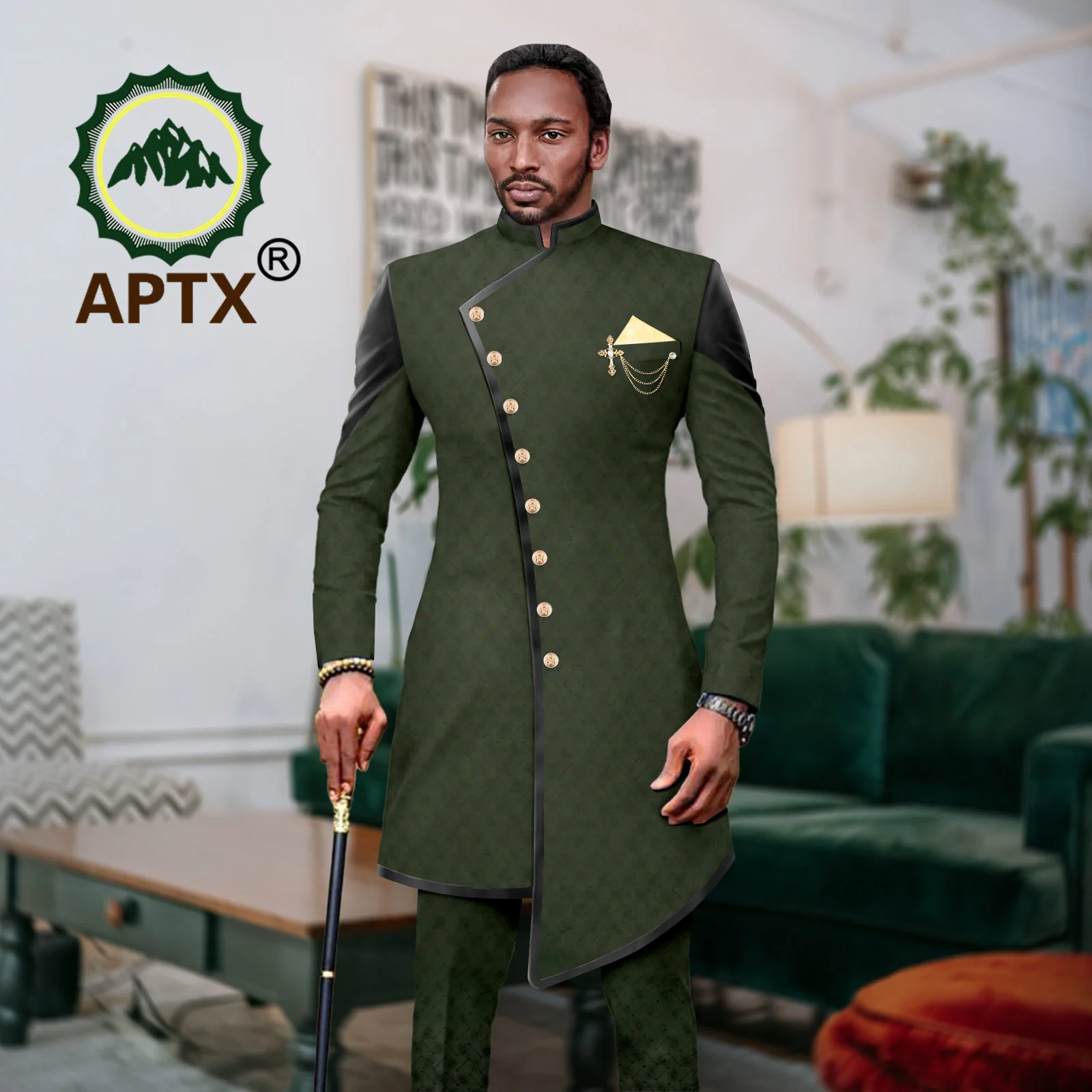 African Suit for Men Traditional Wedding Bazin Riche Attire Custom Business Attire Fashion Jacket Coat Pants Set Party  2416080