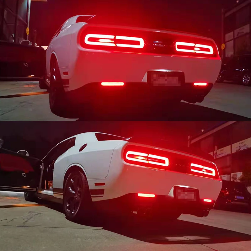 Car Red LED Rear Bumper Reflector Lights Tail/Brake Lights Rear Fog Lights Stop Lights Assembly For Dodge Challenger 2015-2023