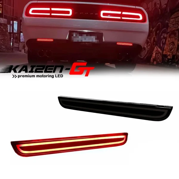 Car Red LED Rear Bumper Reflector Lights Tail/Brake Lights Rear Fog Lights Stop Lights Assembly For Dodge Challenger 2015-2023