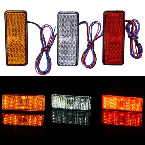 24LED Motorcycle Reflector Tail Brake Turn Signal Light Lamp Car ATV LED Reflectors Truck Side Warning Lights