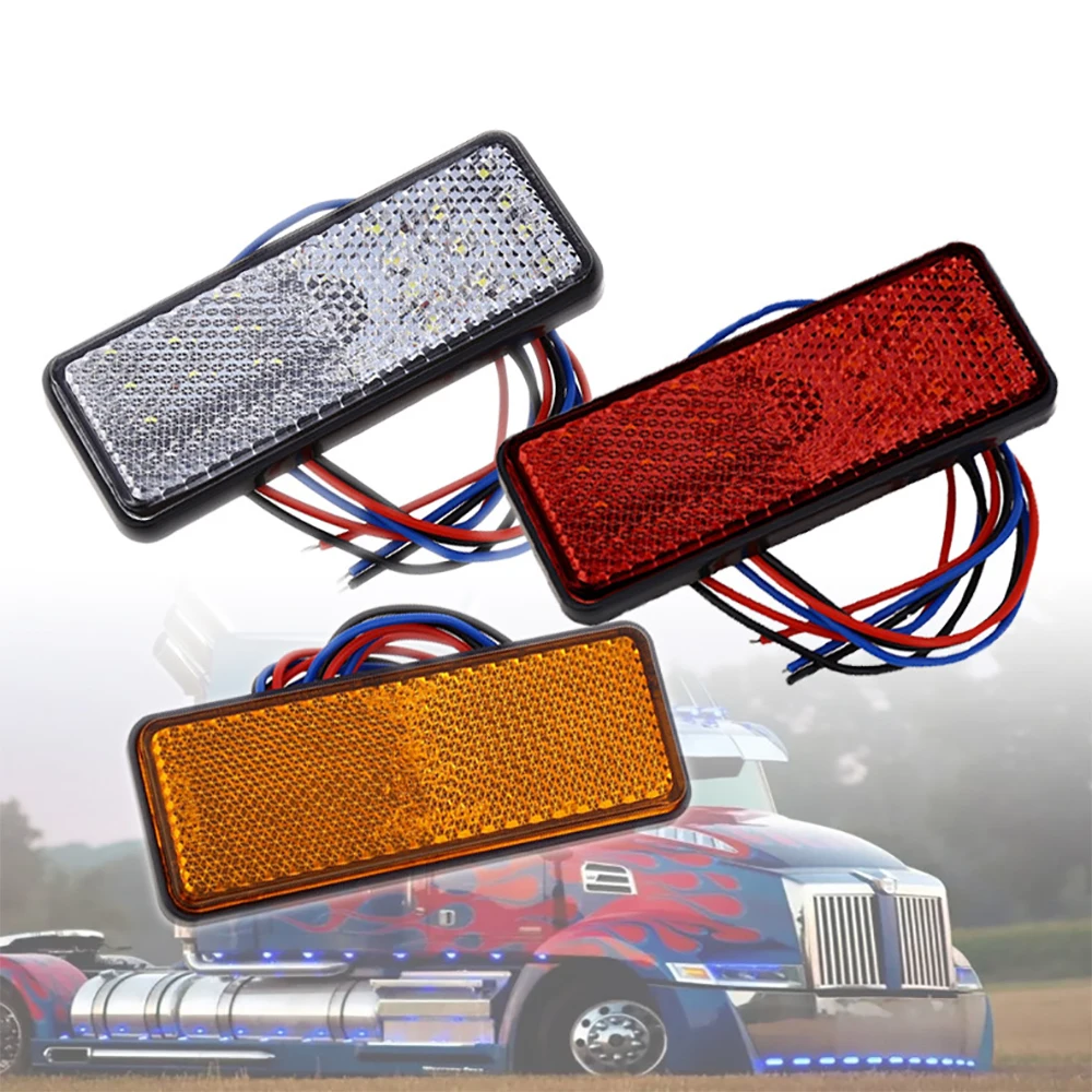 24LED Motorcycle Reflector Tail Brake Turn Signal Light Lamp Car ATV LED Reflectors Truck Side Warning Lights