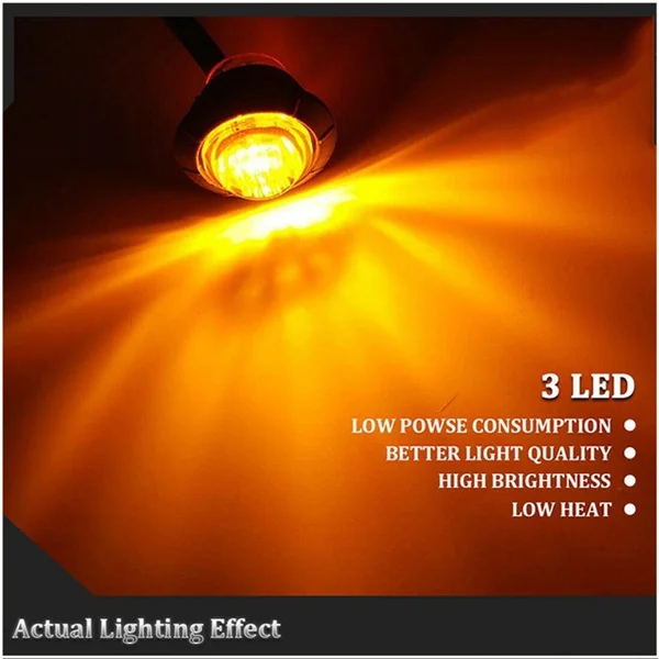 3/4 Inches Round LED Side Marker Lights Car Turn Signal Lights External Lamp for Car Truck Trailer Bus
