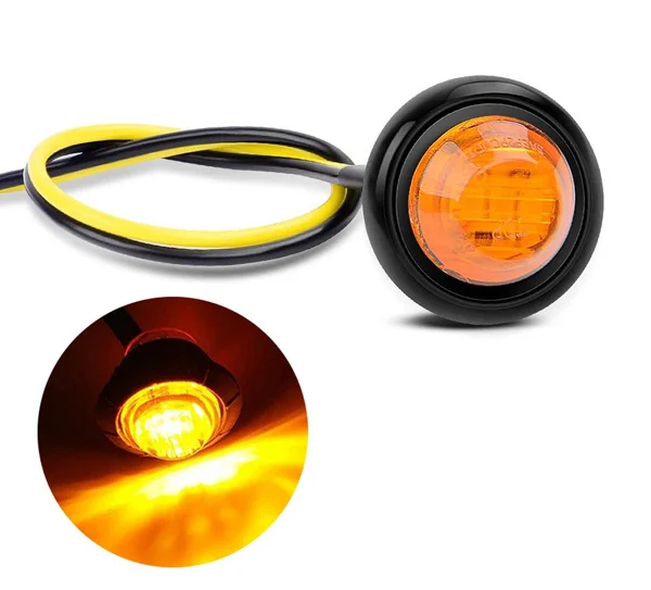 3/4 Inches Round LED Side Marker Lights Car Turn Signal Lights External Lamp for Car Truck Trailer Bus