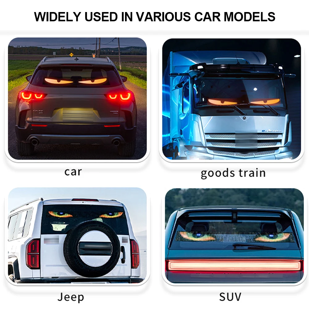 Devil‘s Eyes LED Panel Screen Light Remote Control Scrolling Animation Display 12V 24V LED Screen Light for Car Truck Windshield