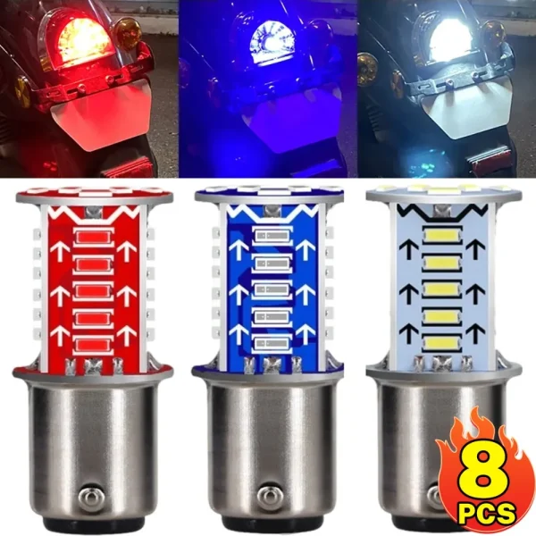 Motorcycle Strobe Lights 1157 BAY15D LED Brake Light DRL Flash Reversing Parking Turn Signal Stop Tail Lamp for Auto Motorcycle
