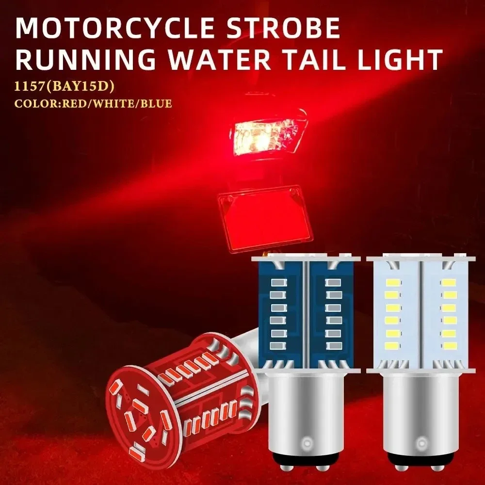 Motorcycle Strobe Lights 1157 BAY15D LED Brake Light DRL Flash Reversing Parking Turn Signal Stop Tail Lamp for Auto Motorcycle