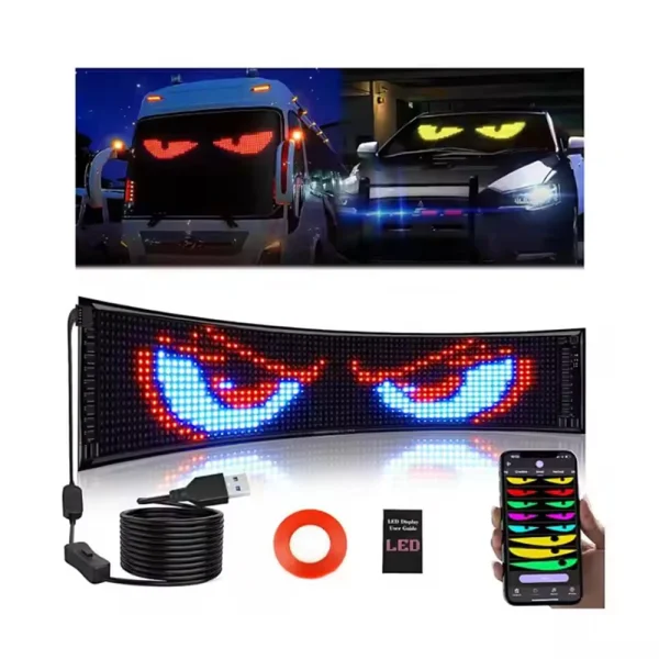 1set Car truck Devil Eye LED Pixel Panel Light Remote Control Scrolling Message Board Programmable Flexible LED Display Soft Scr