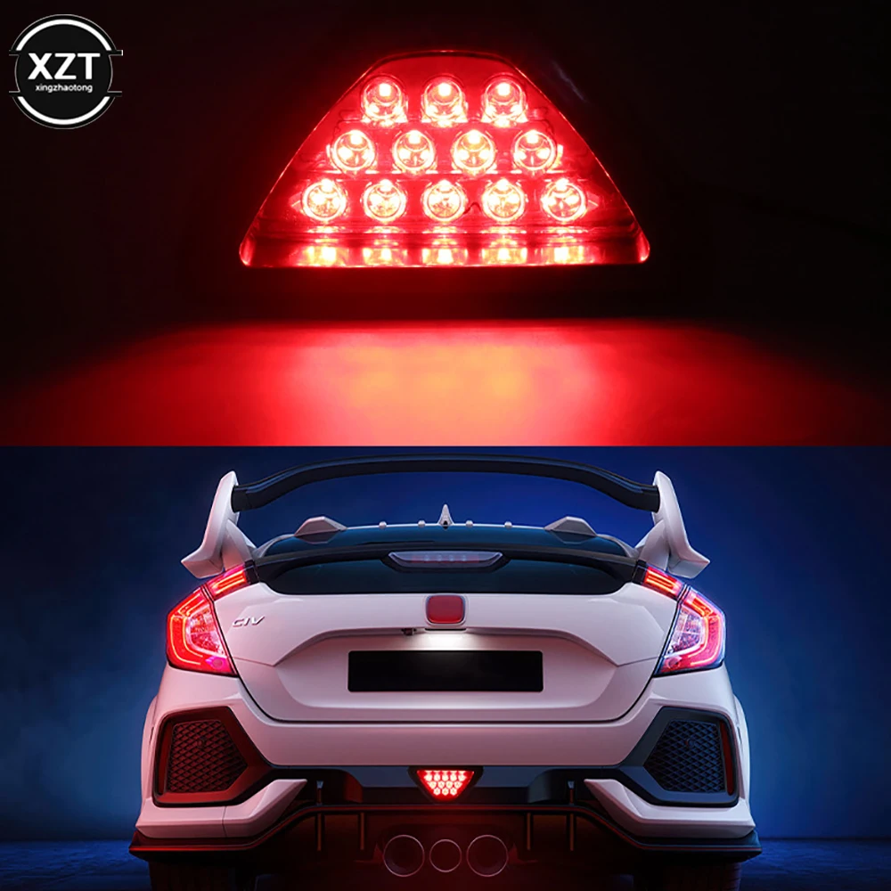 Universal Brake Lights F1 Style DRL Red 12 LED Rear Tail Stop Brake Light Third Brake Stop Safety Lamp Light Car LED Signal Lamp
