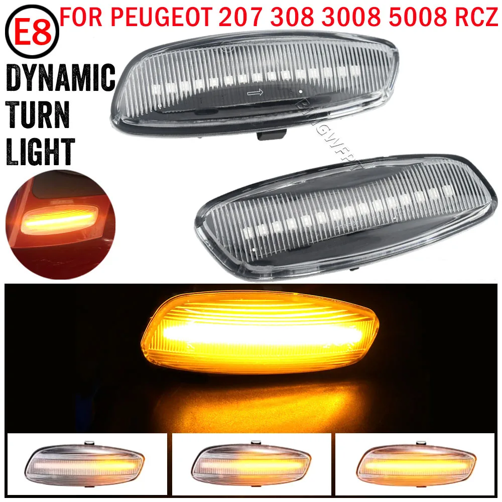 LED Dynamic Turn Signal Light Side Marker Lamp Blinker Amber For Citroen C4 Picasso C3 C5 DS4 For Peugeot 308 207 3008 5008