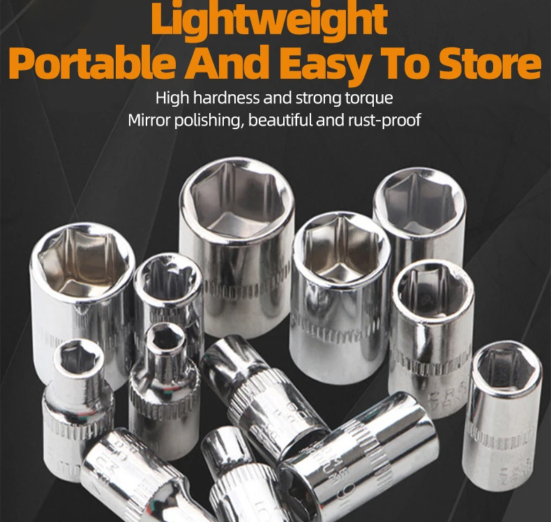 46 Pcs Car Hardware Repair Tools 1/4 Inch Ratchet Socket Hardware Torque Wrench Combo Car Repair Machinery Set