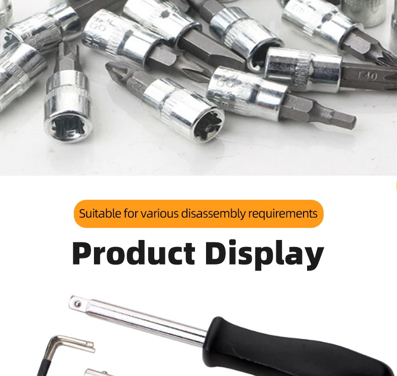 46 Pcs Car Hardware Repair Tools 1/4 Inch Ratchet Socket Hardware Torque Wrench Combo Car Repair Machinery Set