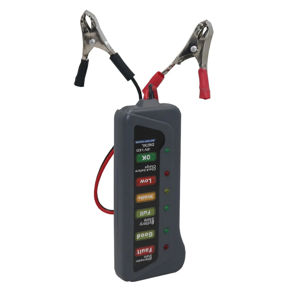 1 Pcs Mini 12V car battery tester LCD digital alternator 6 LED lights display system analyzer Motorcycle inspection tool