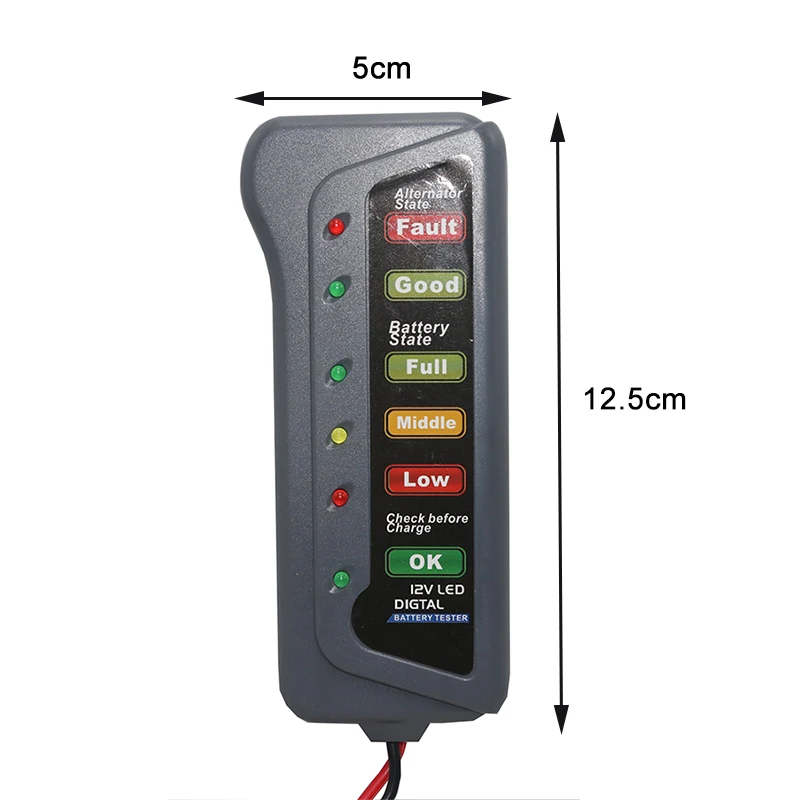 1 Pcs Mini 12V car battery tester LCD digital alternator 6 LED lights display system analyzer Motorcycle inspection tool