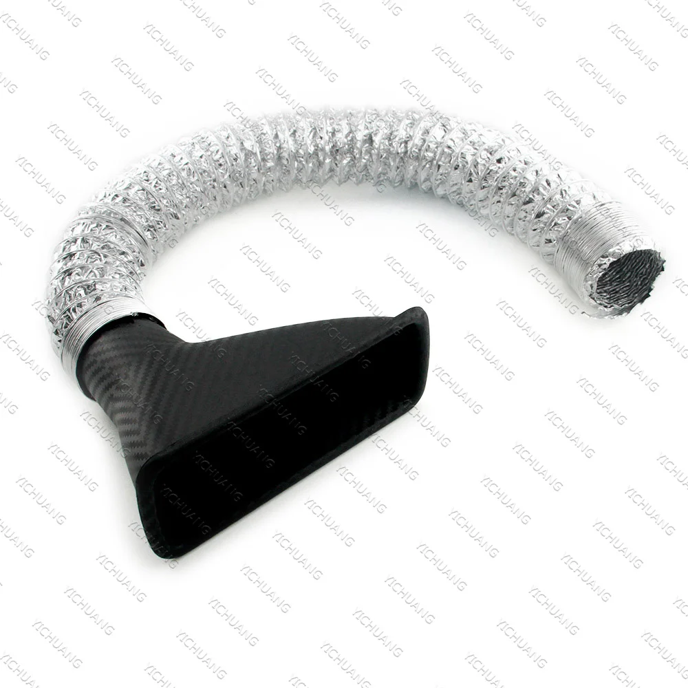 Universal Car Front Bumper Turbo Air Intake Pipe Kit ABS Turbine Inlet Pipe Air Funnel Carbon Fiber Look
