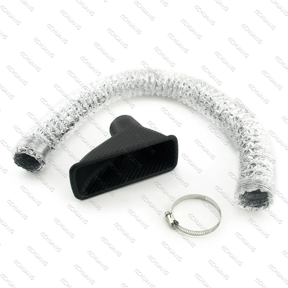Universal Car Front Bumper Turbo Air Intake Pipe Kit ABS Turbine Inlet Pipe Air Funnel Carbon Fiber Look