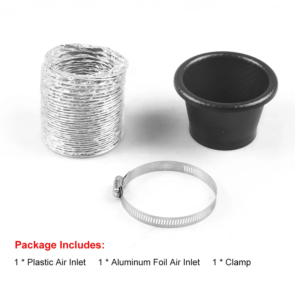 Air Intake Vent Car Front Bumper Grille Inlet Pipe Kit Injection System Funnel Turbine Universal Carbon Fiber Pattern