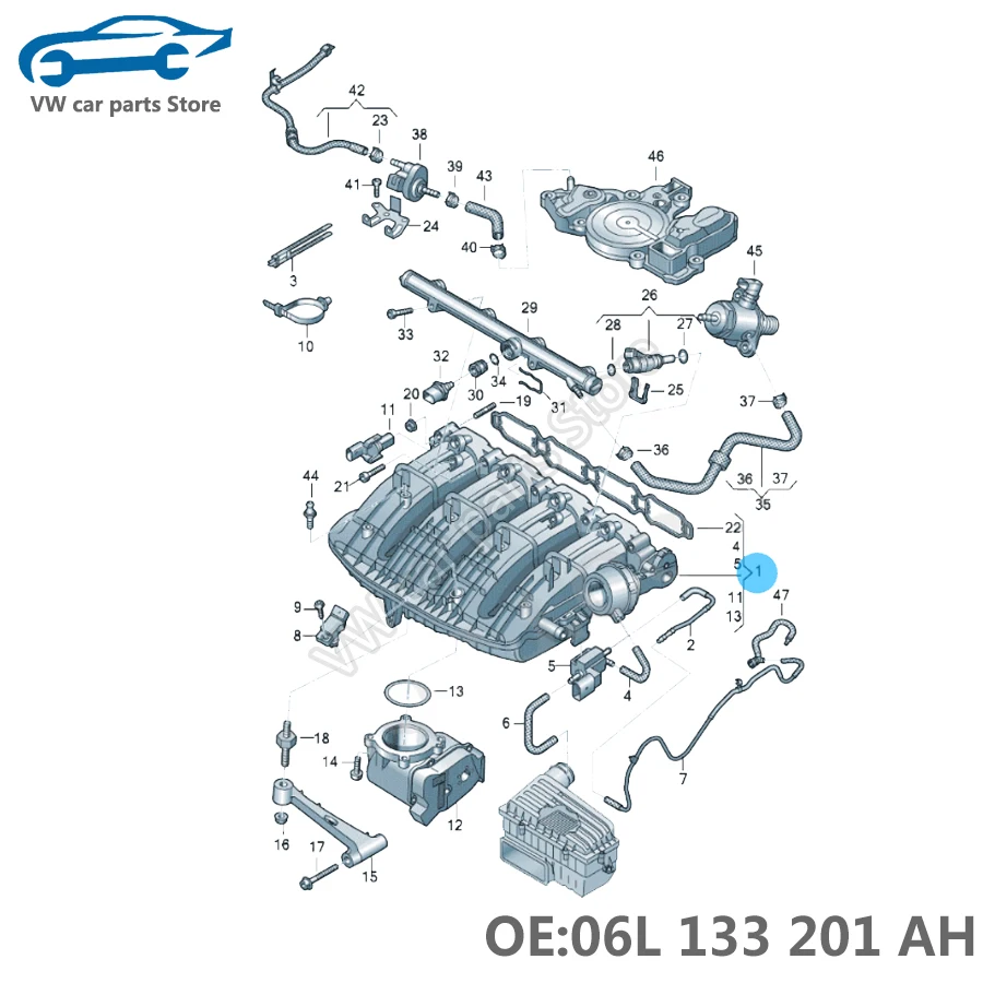 06L133201AH Engine Intake Manifold For Audi A3 Q3 Q5 A5 VW Beetle Jetta Golf MK7 GTI Tiguan Passat B8 EA888 GEN3 06L 133 201 AH