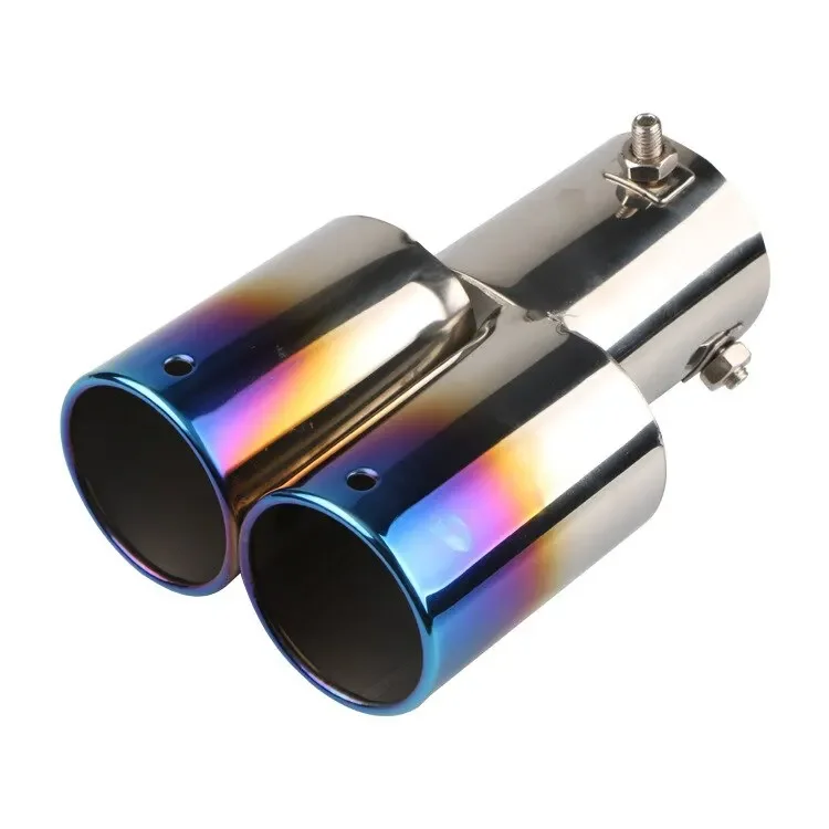 Universal exhaust tailpipe muffler for cars, stainless steel exhaust hood, exhaust pipe, dual outlet, car modification parts and