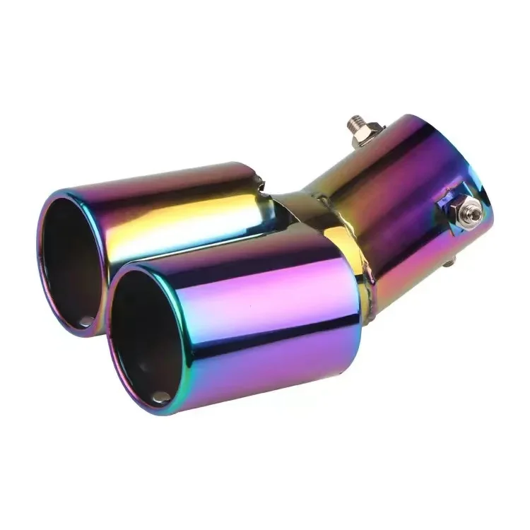 Universal exhaust tailpipe muffler for cars, stainless steel exhaust hood, exhaust pipe, dual outlet, car modification parts and