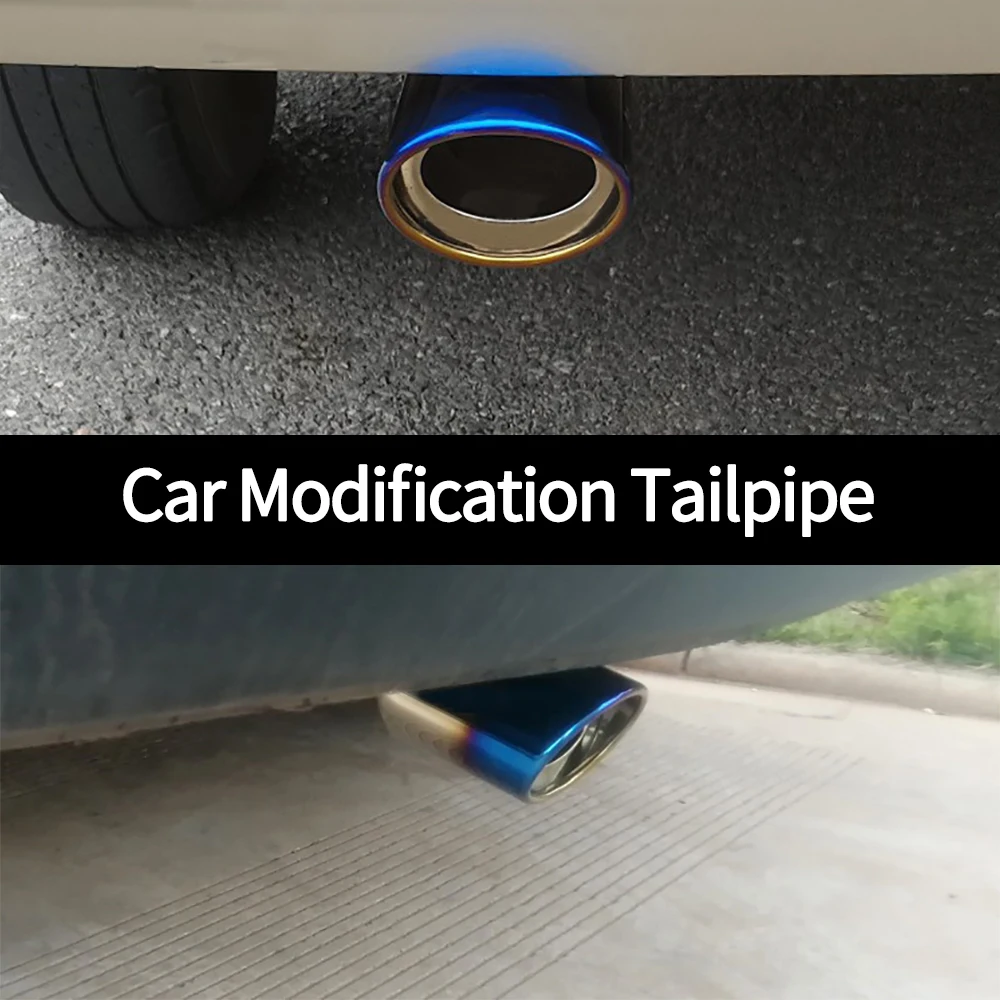 Universal Car Exhaust Muffler Tip Round Stainless Steel Car Tail Rear Chrome Round Exhaust Pipe Tail Muffler Pipe modification