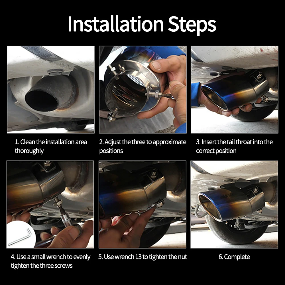 Universal Car Exhaust Muffler Tip Round Stainless Steel Car Tail Rear Chrome Round Exhaust Pipe Tail Muffler Pipe modification