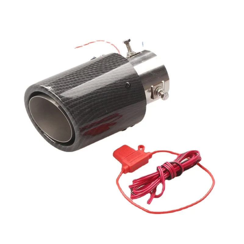 Universal Carbon Fiber Luminous Tail Throat Tail Pipe Muffler Blue and Red LED Light