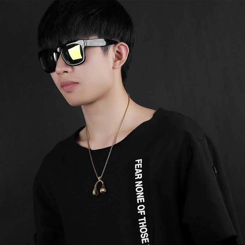 Free Fan DJ Music Headphone Pendant Necklace Long Chain Men Women Hip Hop Jewelry Rock Headset Necklace Male Gift S110