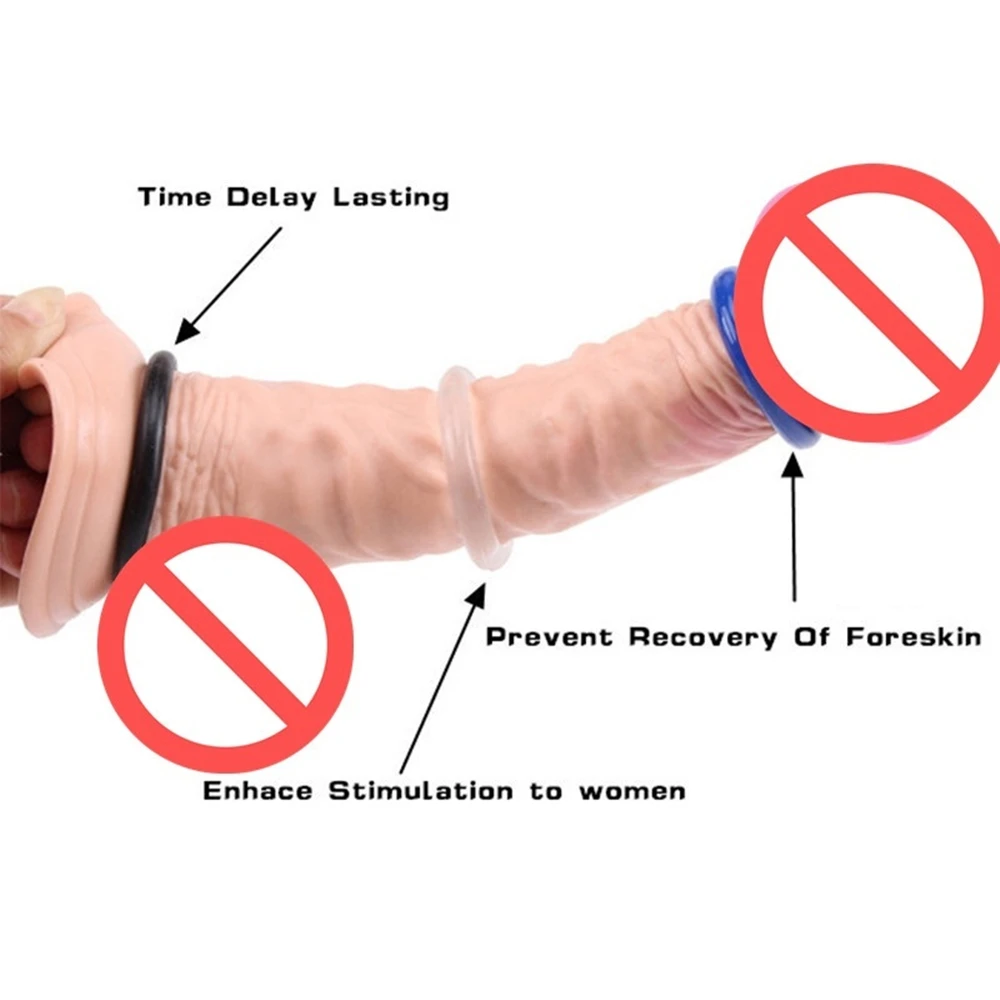 3 Pcs/Set Cock Ring Delay Ejaculation Adult Toys For Men Dick Enlargement Silicone Penis Ring Male Sex Toys Stronger Erection