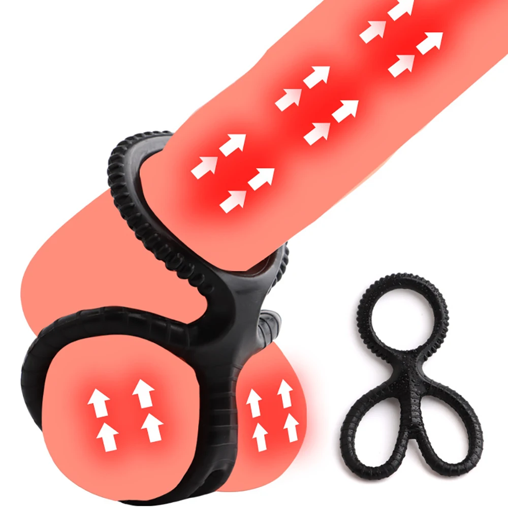 3 Pcs/Set Cock Ring Delay Ejaculation Adult Toys For Men Dick Enlargement Silicone Penis Ring Male Sex Toys Stronger Erection
