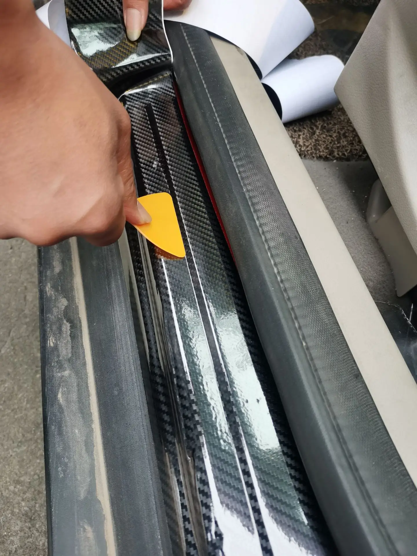 5/10cm DIY 3D Black Carbon Fiber Vinyl Car Wrap Sheet Roll Film Sticker Decal Door Sill Anti-Scratch Protector Tape Film