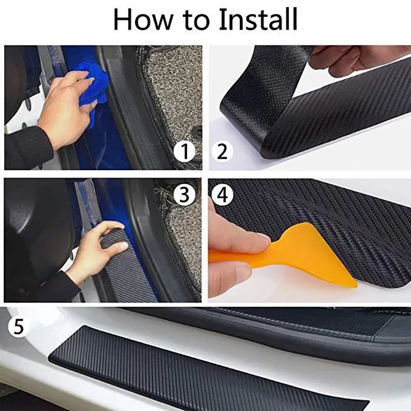 3M 3D Carbon Fiber Car Sticker DIY Paste Protector Strip Auto Door Sill Side Mirror Anti Scratch Tape Waterproof Protection Film
