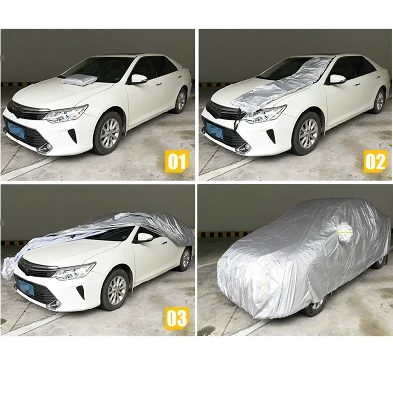 2132151-goqxo2.jpg Car Cover Outdoor Protection Full Exterior Snow Cover Sunshade Dustproof Protection Cover Universal for Hatchback Sedan SUV - Image 5