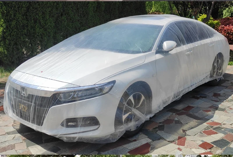 Universal Exterior Waterproof Car Cover disposable plastic PE Automobile Covers Auto Accessories With Elastic Dust Cover Rain Co