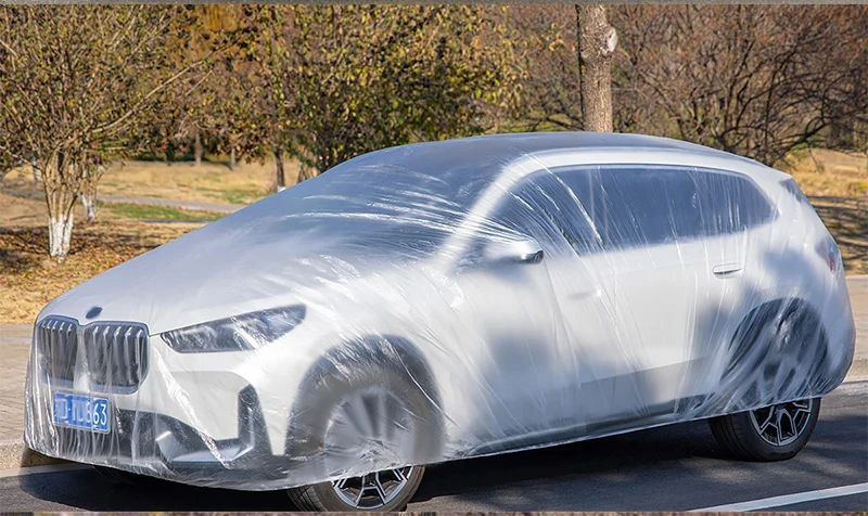 Universal Exterior Waterproof Car Cover disposable plastic PE Automobile Covers Auto Accessories With Elastic Dust Cover Rain Co