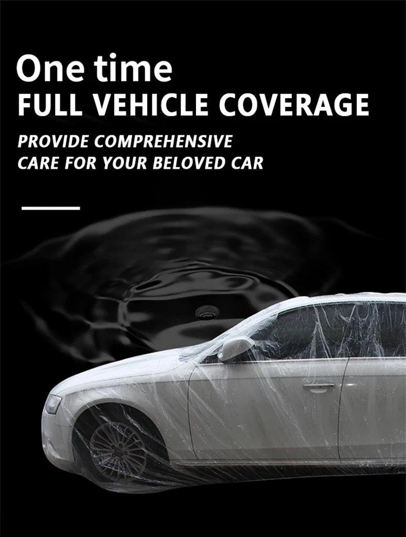 Universal Exterior Waterproof Car Cover disposable plastic PE Automobile Covers Auto Accessories With Elastic Dust Cover Rain Co