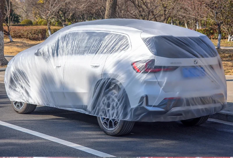 Universal Exterior Waterproof Car Cover disposable plastic PE Automobile Covers Auto Accessories With Elastic Dust Cover Rain Co