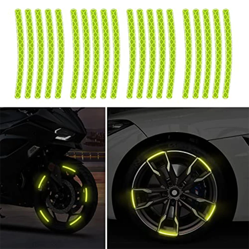 Car Wheel Reflective Stickers Luminous Valve Caps Fluorescent Motorcycle Bicycle Wheel Styling Tyre Hub Universal Accessories