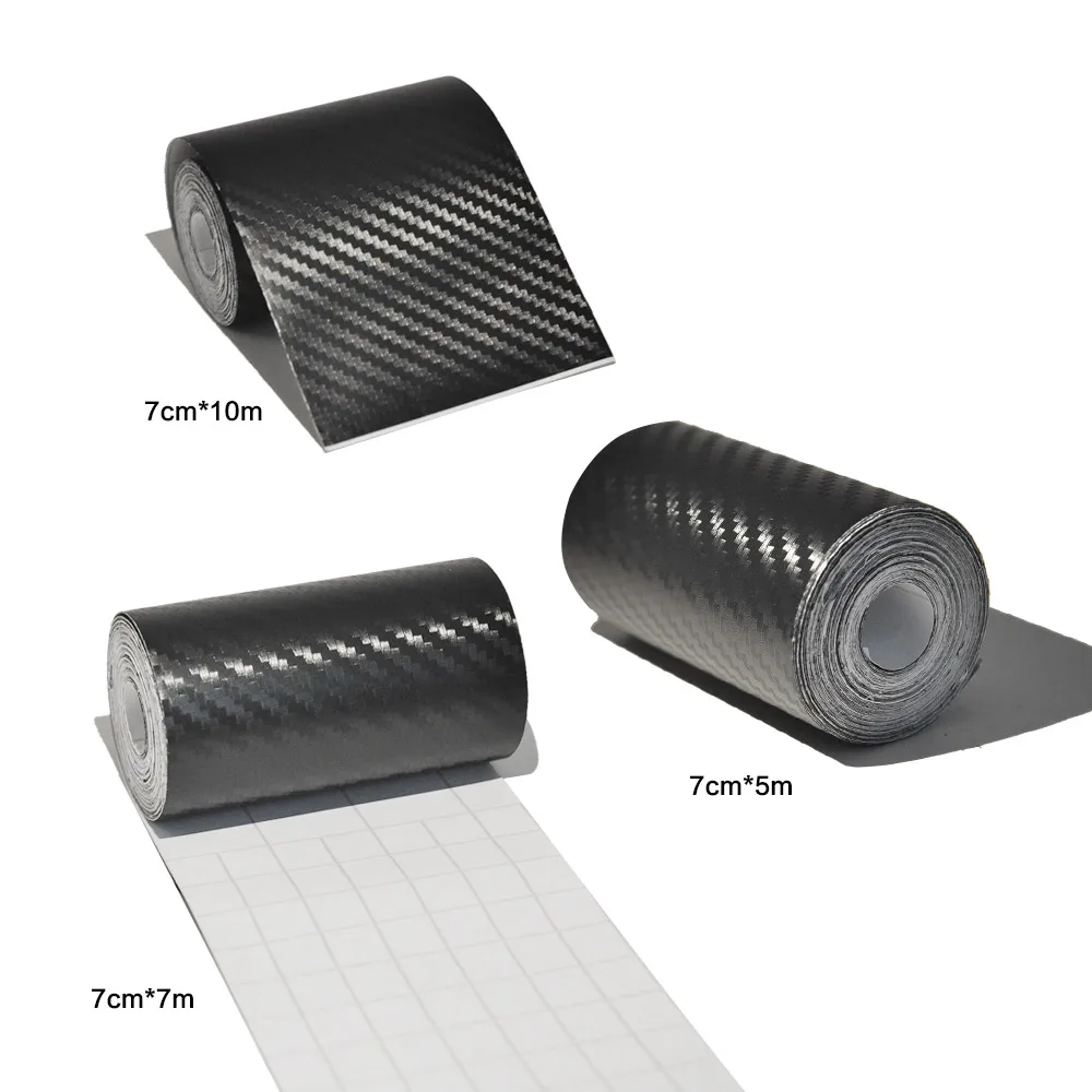10/5M 3D Carbon Fiber Car Sticker DIY Paste Protector Strip Auto Door Sill Side Mirror Anti Scratch Tape Waterproof Protect Film