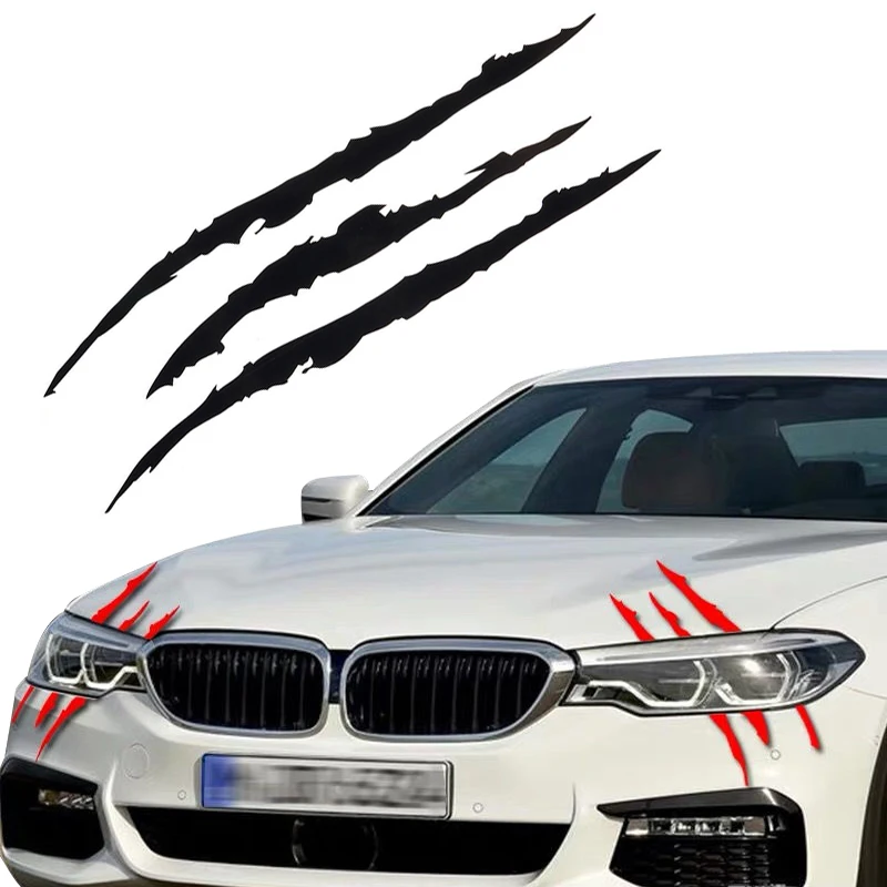 Car Sticker Reflective Monster Claw Marks Scratch Stripe Auto Headlight Decal Dinosaur Raptor Paw Marks Decor Accessories