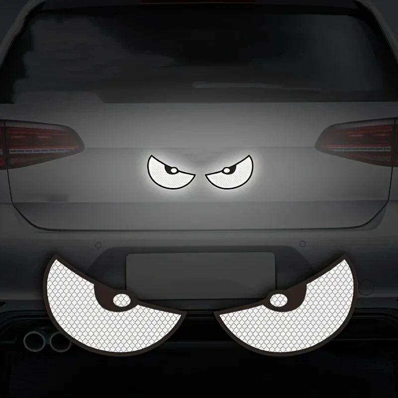 2pcs/Set Reflective Car Stickers - Improve Your Vehicle's Visibility and Safety with Devil Eye Stickers!
