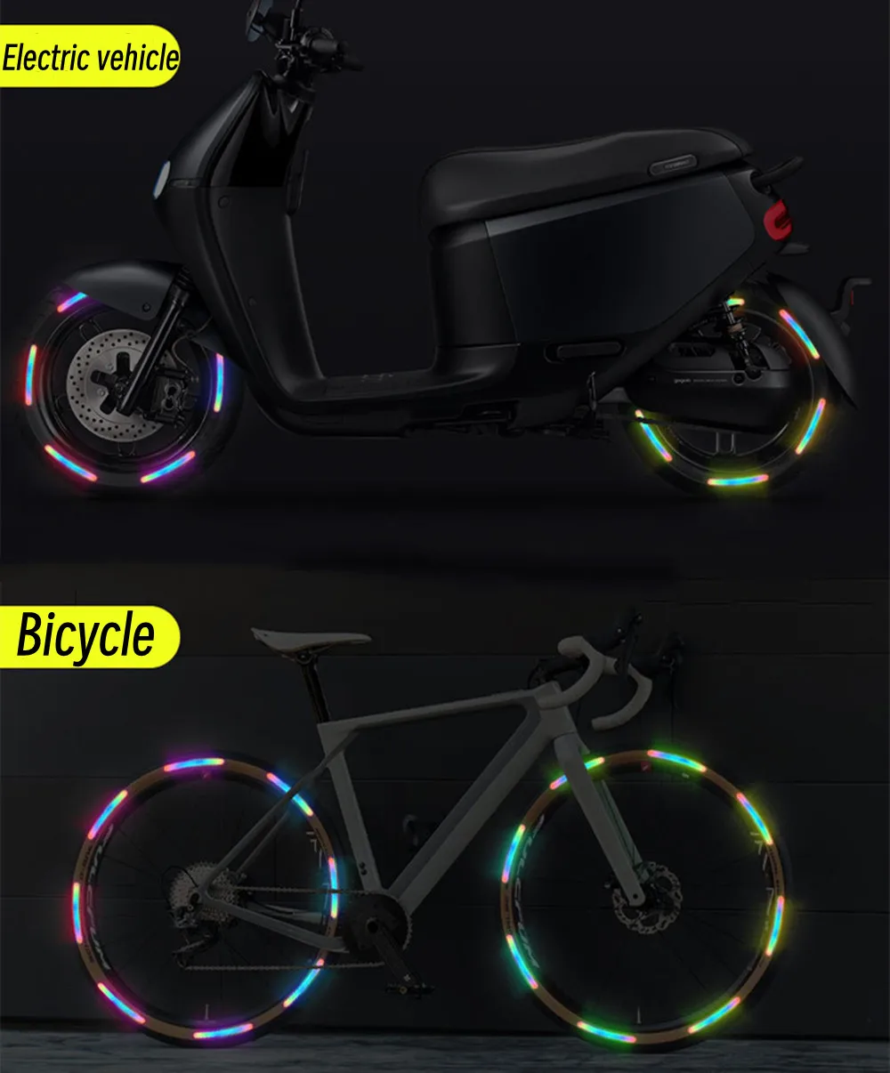 Car Universal  Wheel Hub Reflective Stripes Safety Opening Warning Sticker Tape Auto Warning Reflective Tape Exterior Accessorie