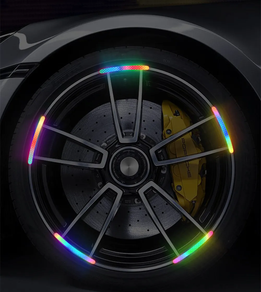 Car Universal  Wheel Hub Reflective Stripes Safety Opening Warning Sticker Tape Auto Warning Reflective Tape Exterior Accessorie