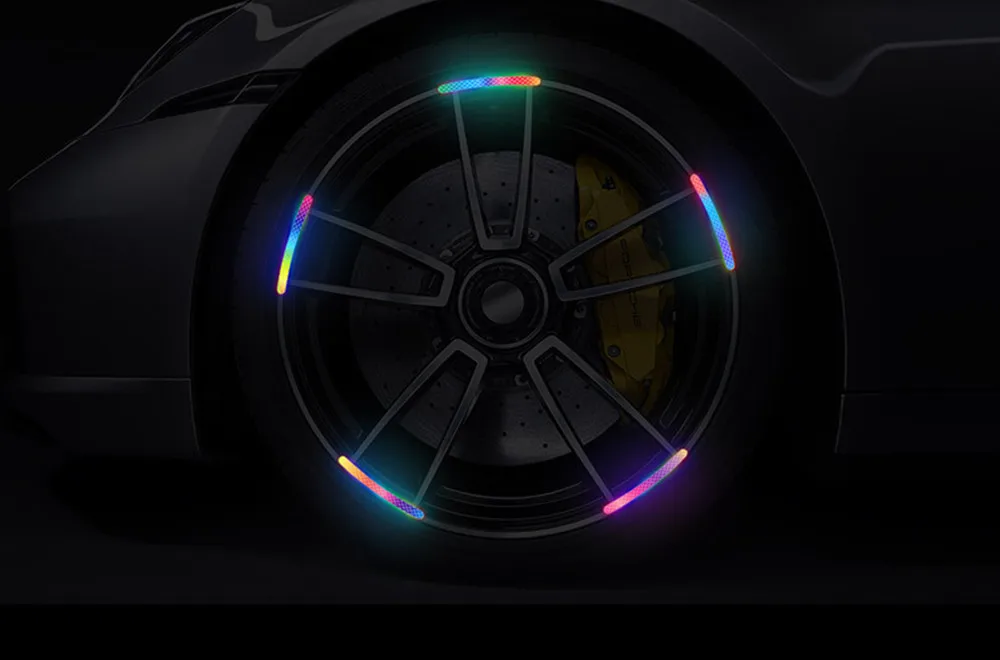 Car Universal  Wheel Hub Reflective Stripes Safety Opening Warning Sticker Tape Auto Warning Reflective Tape Exterior Accessorie