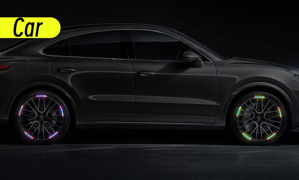 Car Universal  Wheel Hub Reflective Stripes Safety Opening Warning Sticker Tape Auto Warning Reflective Tape Exterior Accessorie