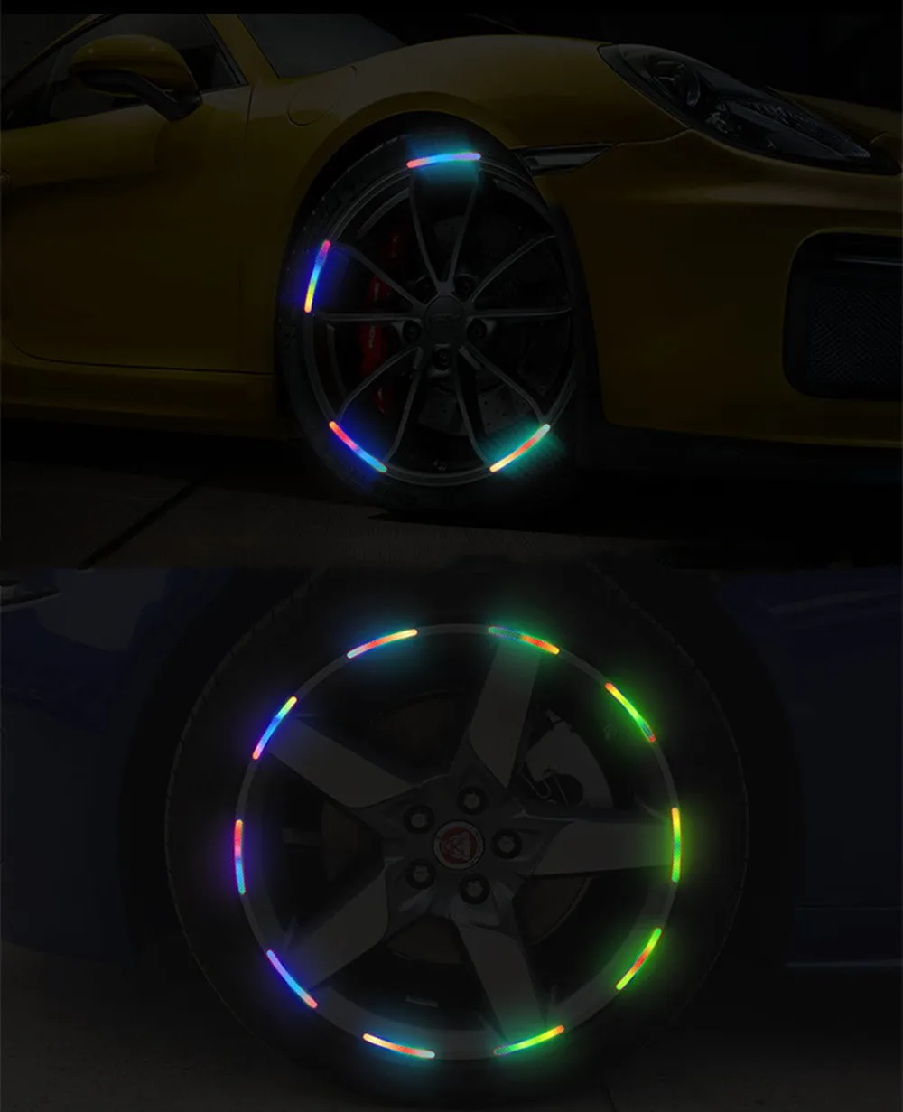 Car Universal  Wheel Hub Reflective Stripes Safety Opening Warning Sticker Tape Auto Warning Reflective Tape Exterior Accessorie