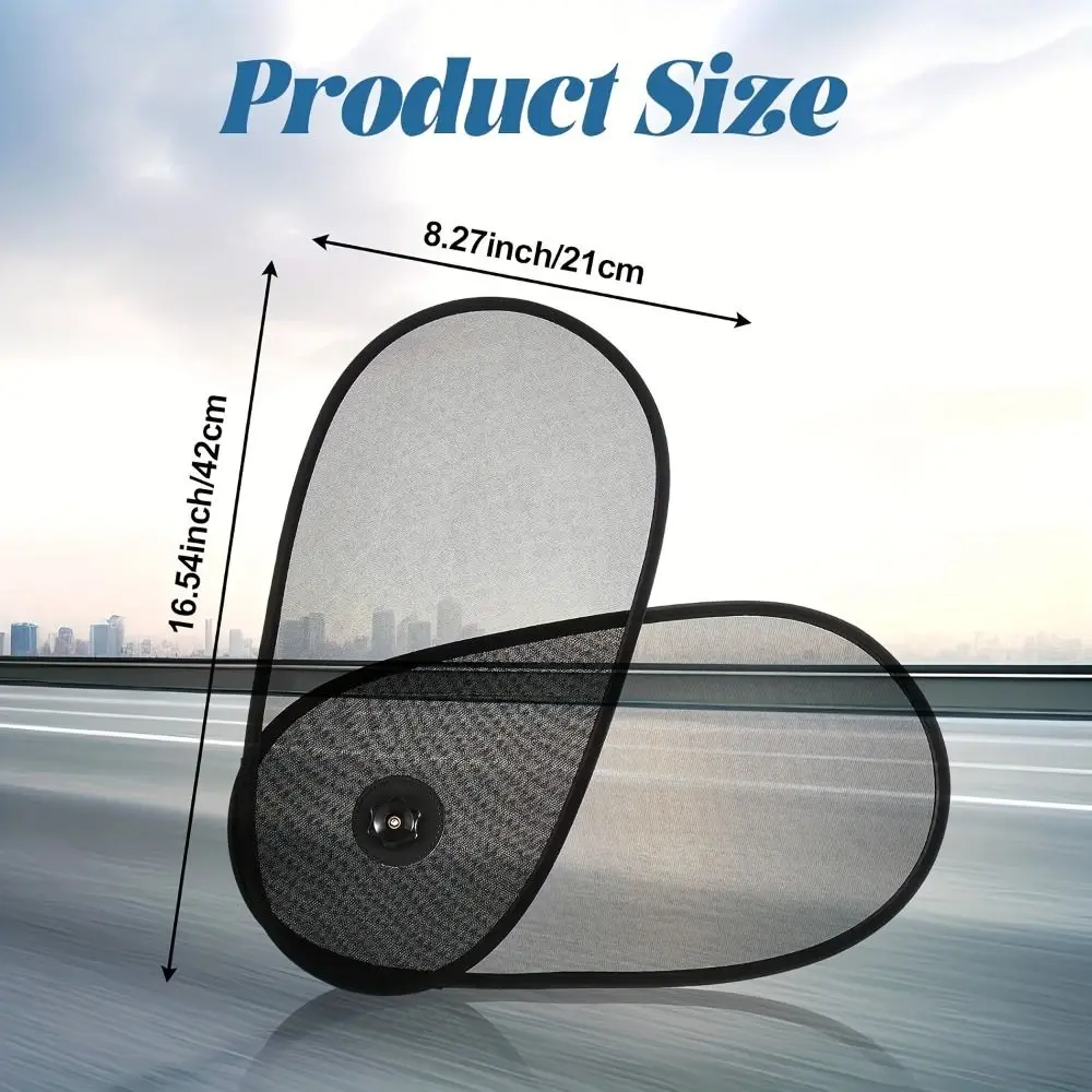 Rotatable Car Side Window Sunshade Suction Cup Type Folding Car Sunshade Curtain UV Protection Universal Black Sun Visor