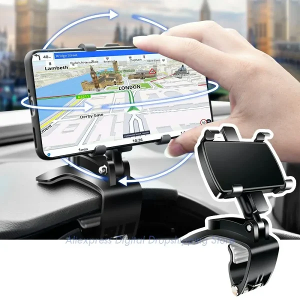 Mobile Phone Holder Dashboard Car Phone Mount 360° Rotation Stand Cradle Panel MultiFunctional Universal GPS Bracket Holder Clip