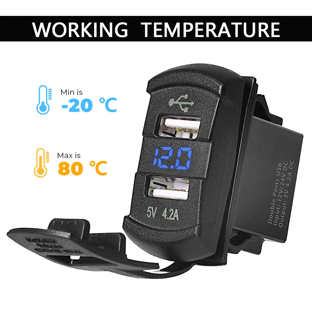 5V 4.2A Universal LED Car Charger Dual USB Switch For Can-AM Maverick X3 for Polaris RZR 1000 800 900 xp Ranger for Boat UTV ATV