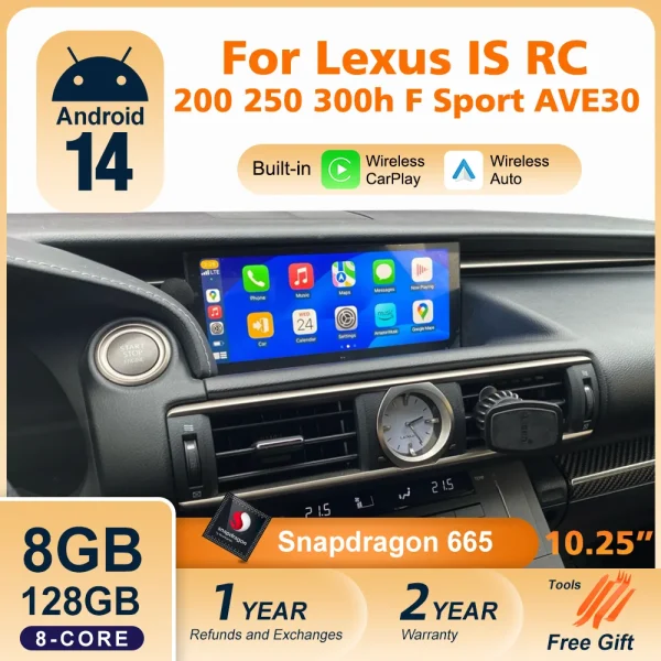 Android 14 Car Radio For Lexus IS RC 200 250 300 350 200t 300h 2013-2019 128GB Multimedia Video Player CarPlay Autoradio 4G